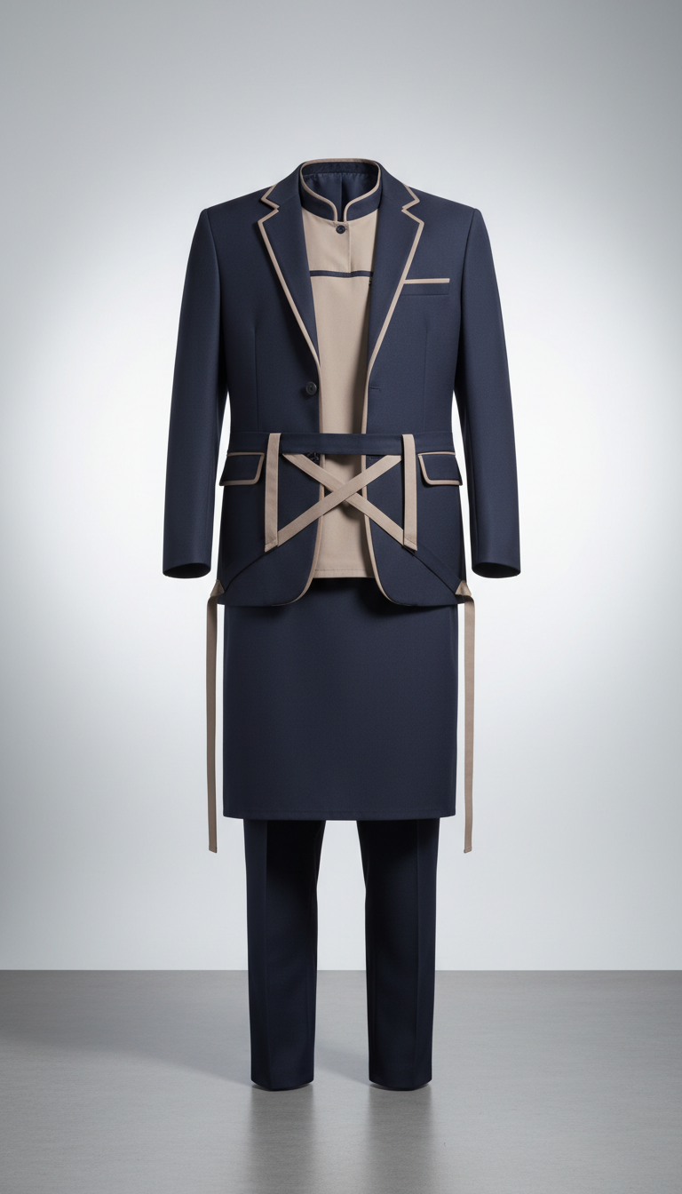 Staff Uniform Set Ink Navy With Taupe Accents