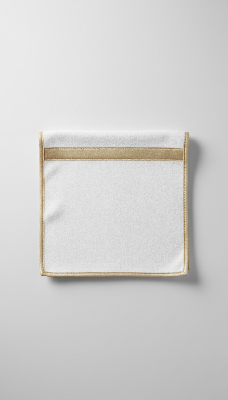 White Microfiber Cloth with Champagne Trim